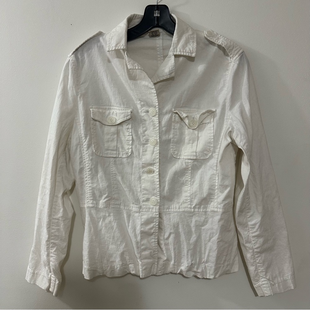 Massini Linen Blend Blazer Jacket‎ White Size 12 Women’s